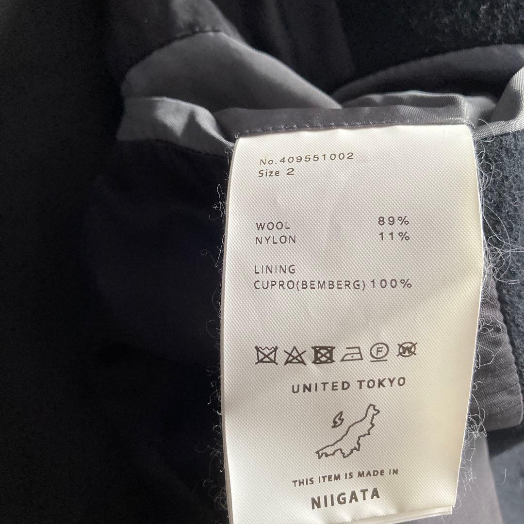 極美品 UNITED TOKYO ジロンラムウールステンカラーコート 黒 2 M