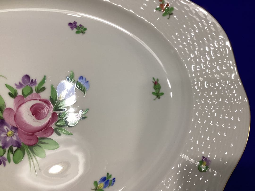 ヘレンド　パーティープレート　チューリップの花束　オーバル型大皿　ハンドペイント