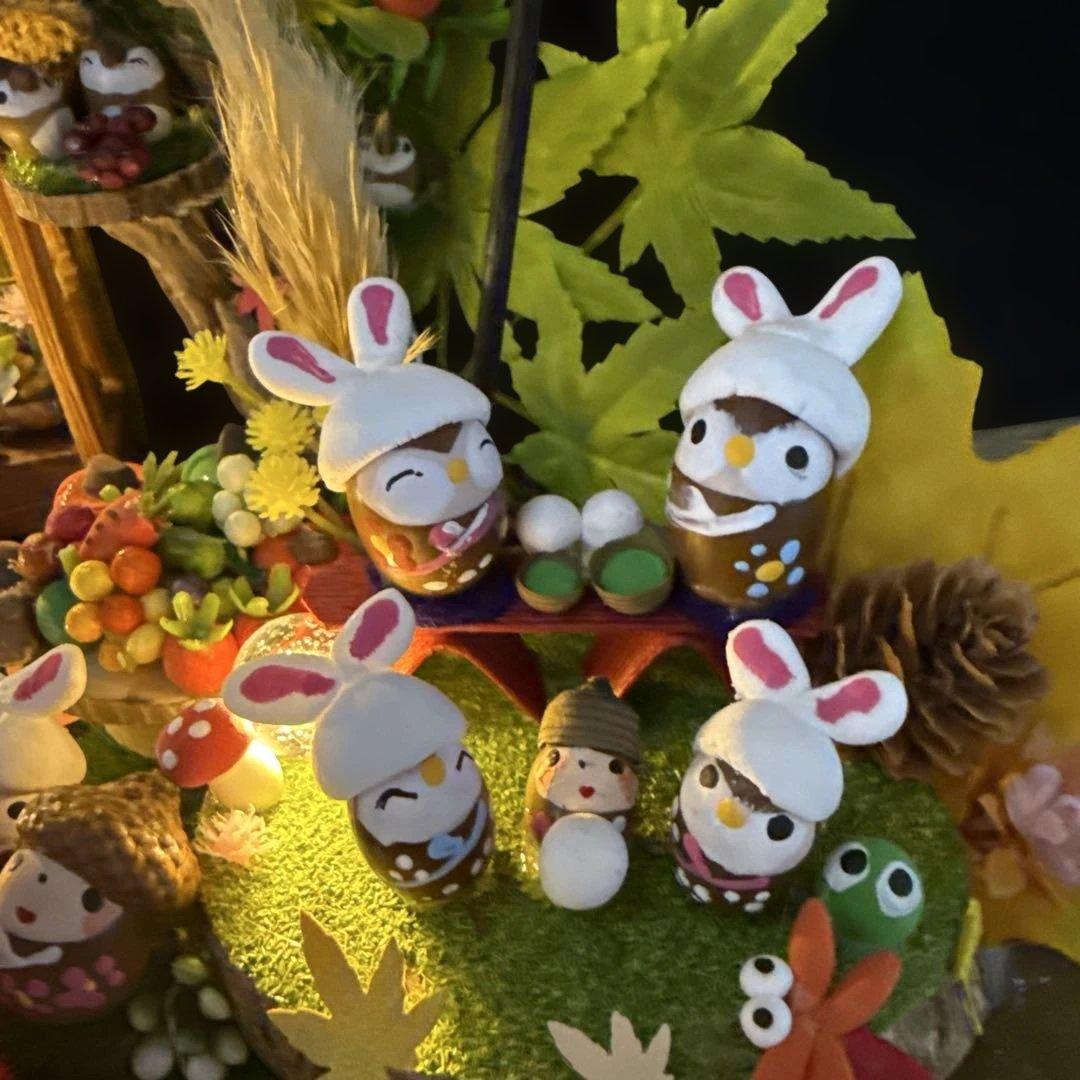 どんぐりアート♡秋のライト付きオブジェ ＆お月見オブジェライト付き♡