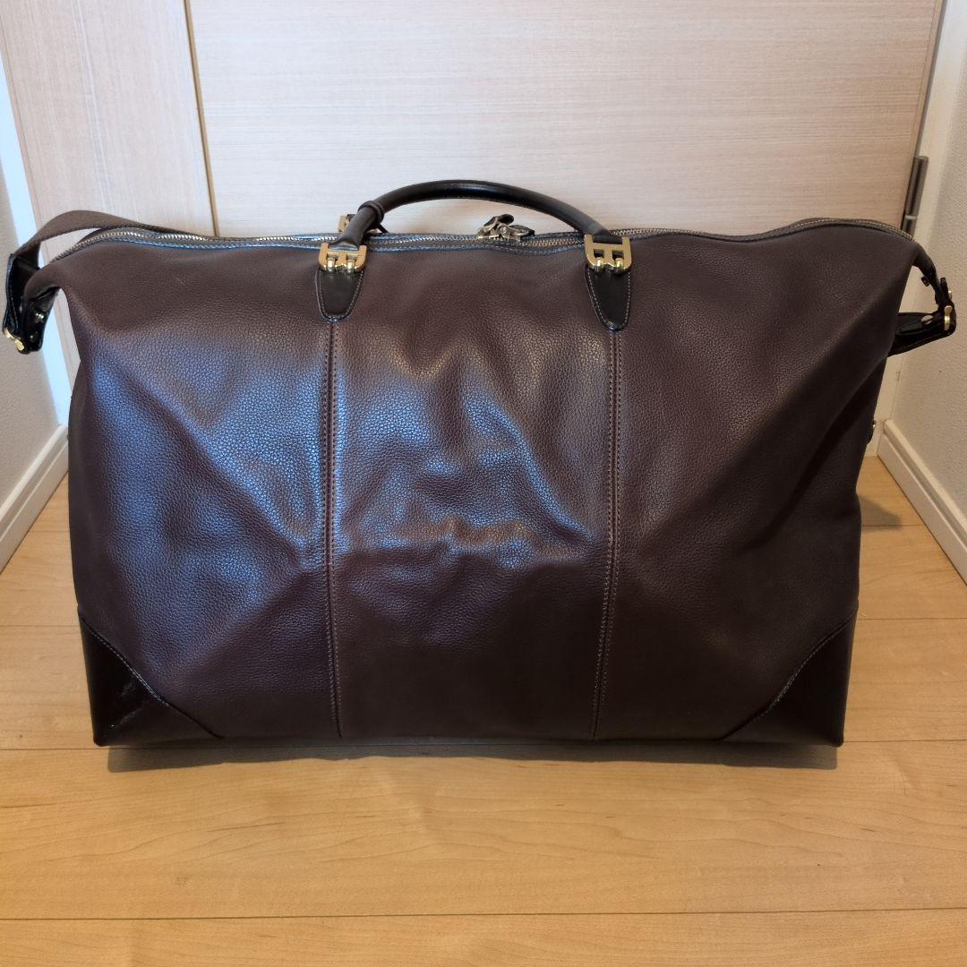 【美品】BALLY バリー ダークブラウン ボストンバッグ 2WAY シボ革