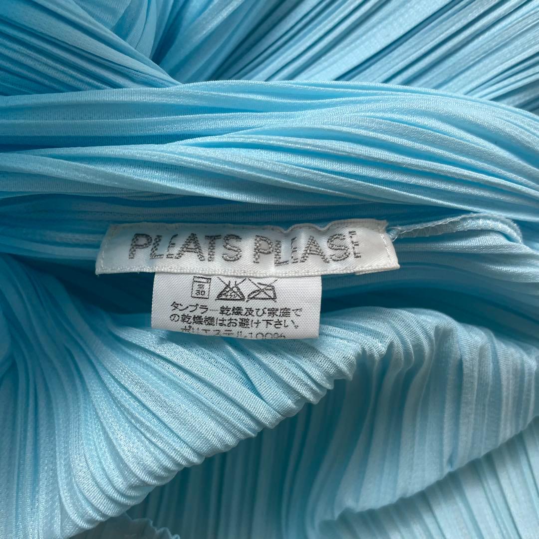 プリーツプリーズ イッセイミヤケ オープンカラーシャツ 半袖 スカイブルー 3