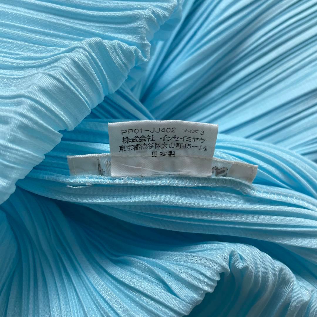 プリーツプリーズ イッセイミヤケ オープンカラーシャツ 半袖 スカイブルー 3