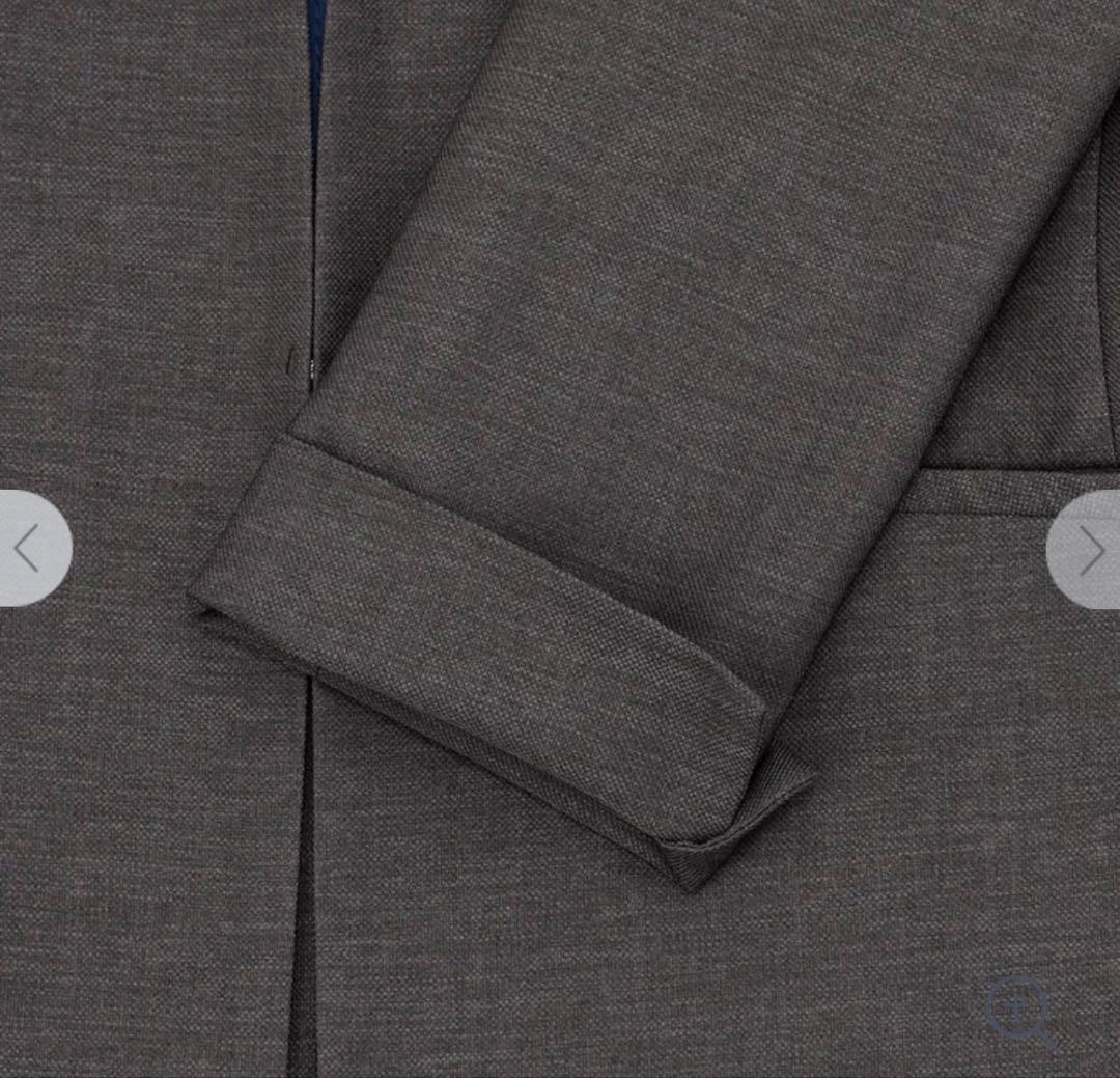 アオキ⭐️麻調 ノーカラー 七分袖 セットアップ パンツ スーツLES MUSE