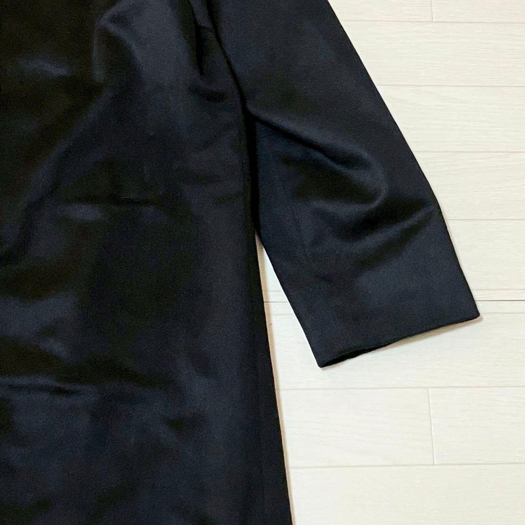 SANYO カシミヤ100 ステンカラーコート ブラック　ロング　アウター　上品