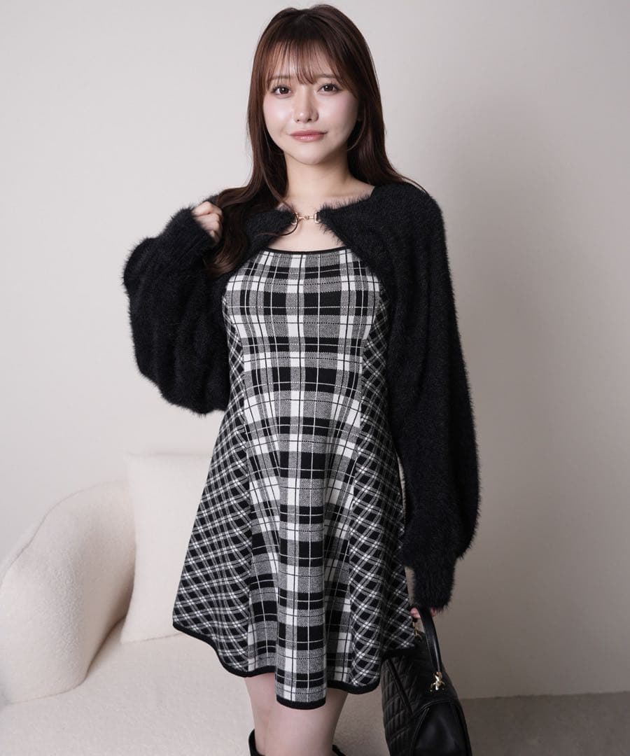 【最終値下げ】LIP SERVICE フェザーチェックアンサンブルワンピース