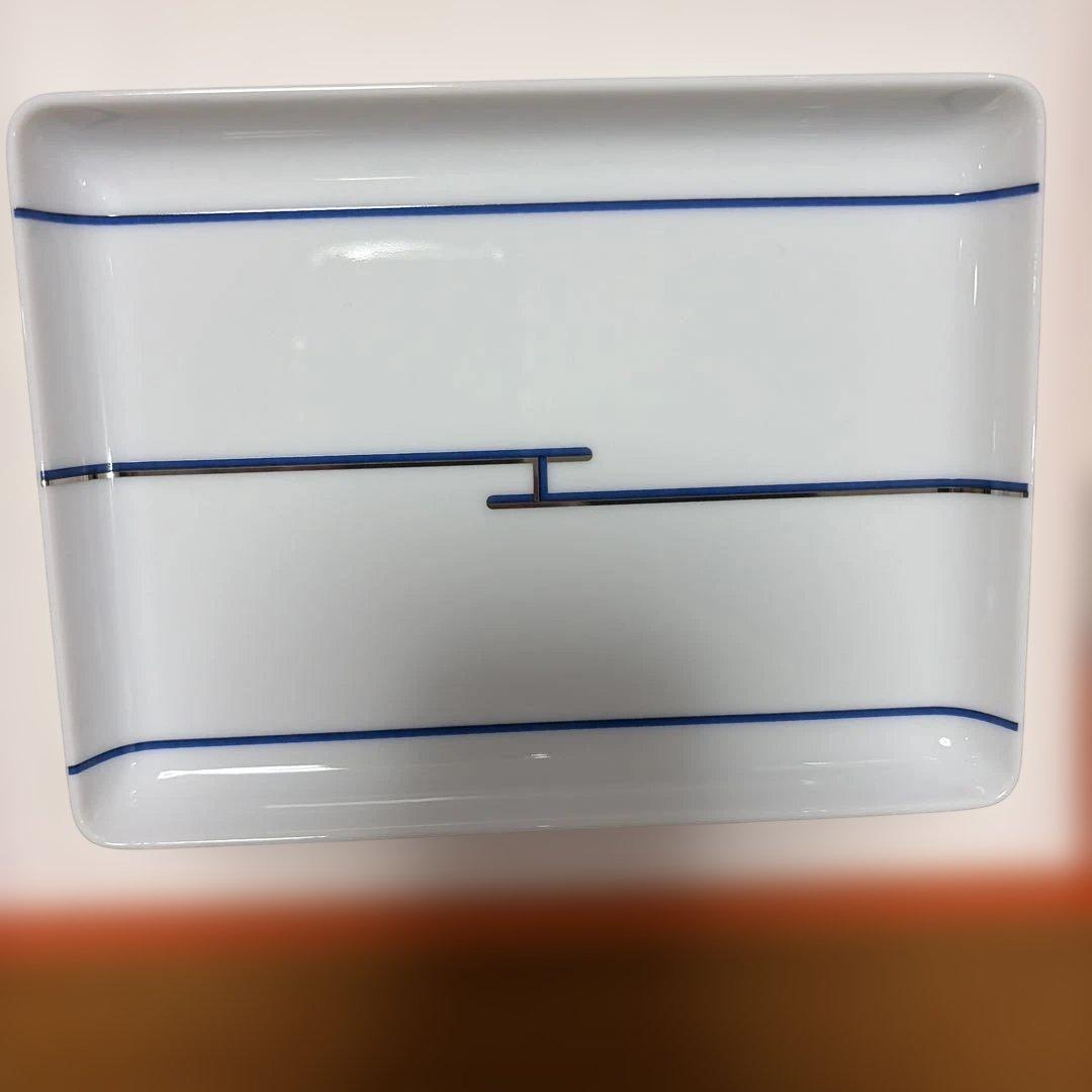 HERMES 皿 2枚セット 白/茶色と青色　新品　箱付き