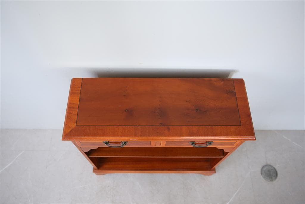 英国アンティーク木製ブックシェルフ/本棚/食器棚/飾り棚/収納ラック92-130