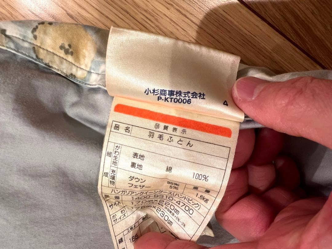 ロマンス小杉　ポーランドグースダウン95% セミダブル+大阪西川ダブルの2枚