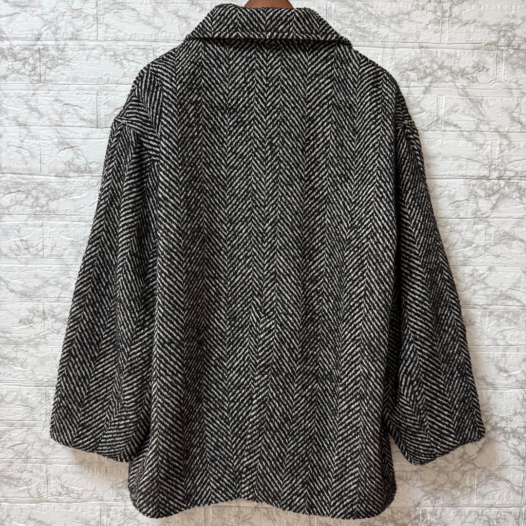 ADAM ET ROPÉ スタンドカラーウールミドルコート F 黒系