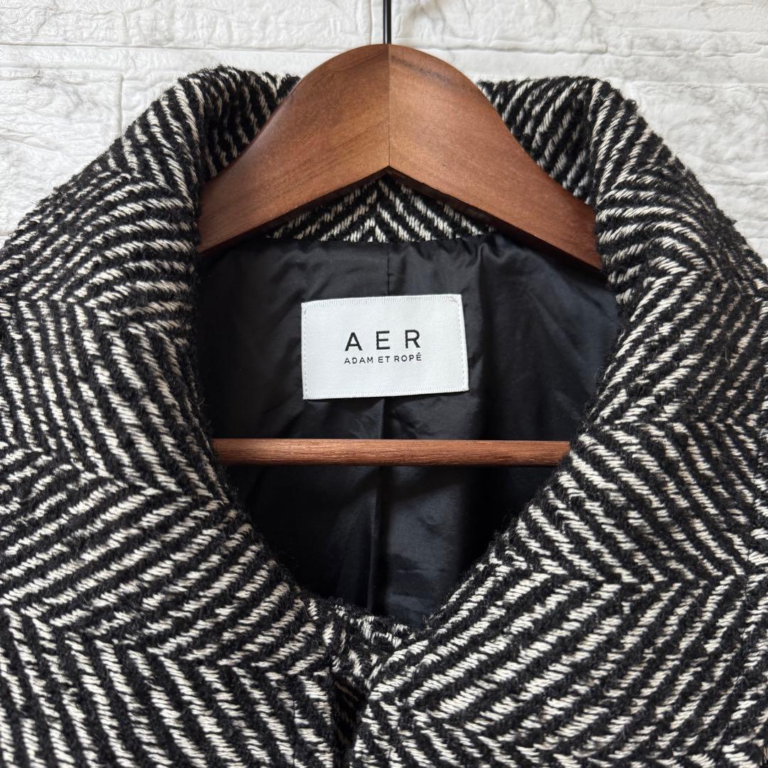 ADAM ET ROPÉ スタンドカラーウールミドルコート F 黒系