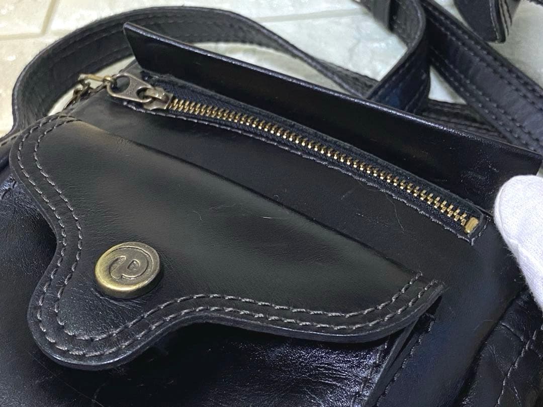 ポーター トスカーナ ショルダーバッグ 廃盤 レザー 本革 黒 吉田カバン 男女