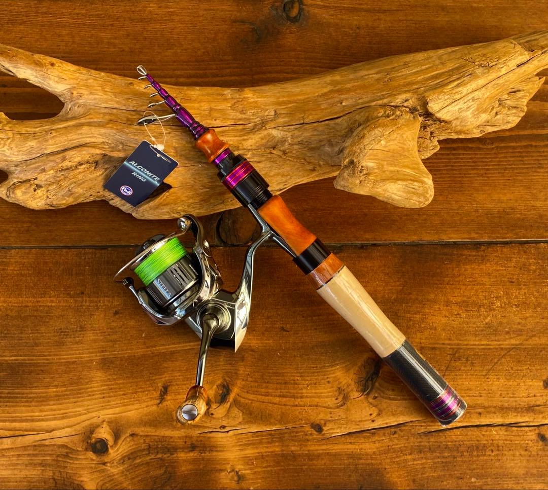 軽量　カーボンロッド　トラウトロッド　テレスコロッド　ウッドグリップ　スピニング