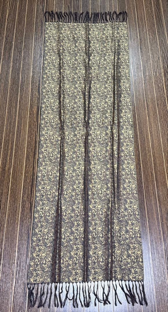 【80年代ヴィンテージ】ペイズリー柄 ブラック&ゴールド シルクストール