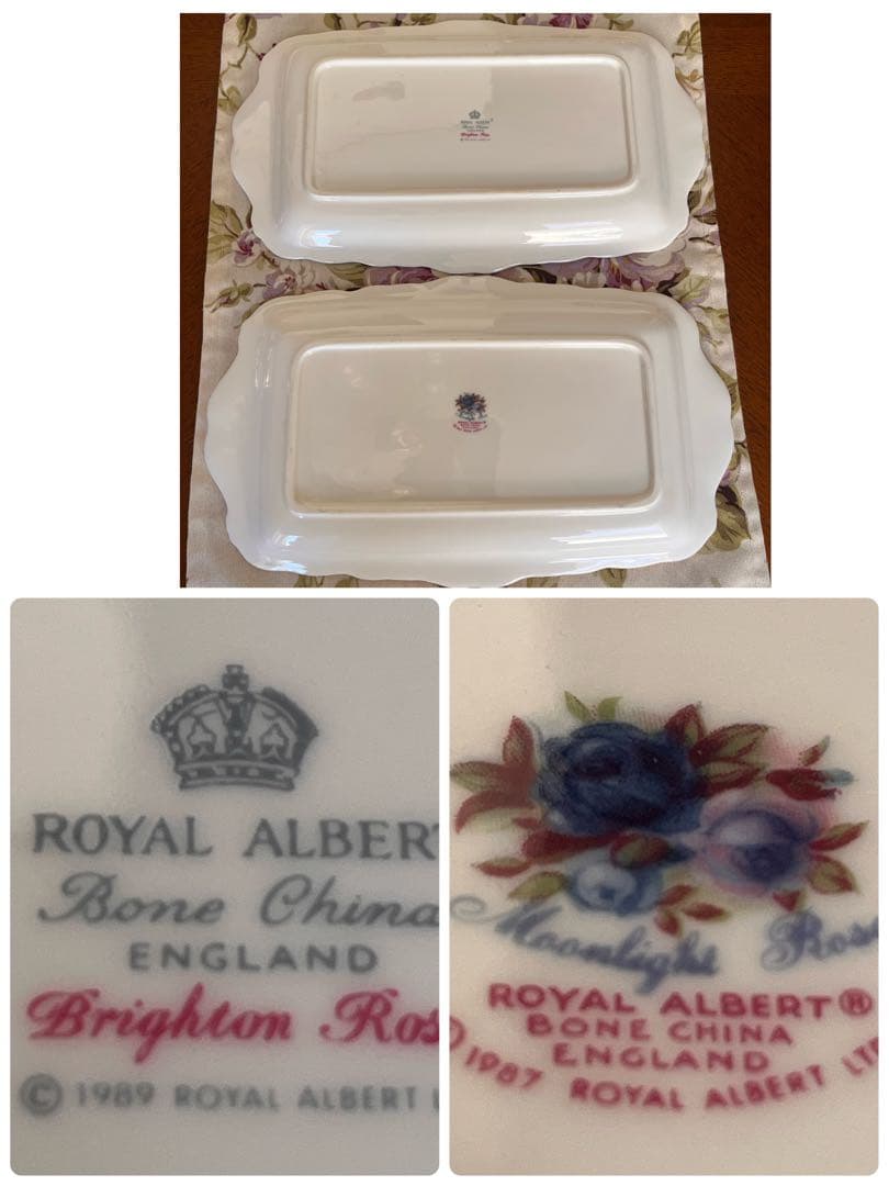 【レア美品】ロイヤルアルバート★ムーンライトローズ★サンドイッチプレート２枚