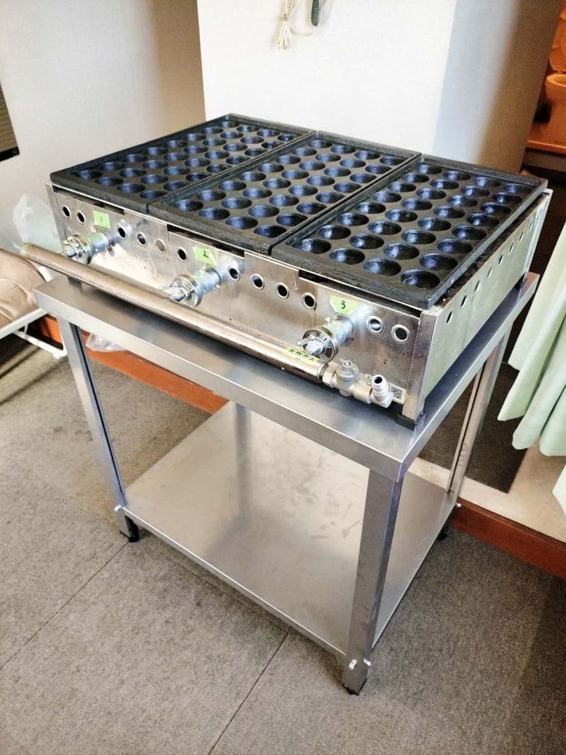 業務用たこ焼き器、鋳鉄、都市ガス、プロパンの場合部品交換必要