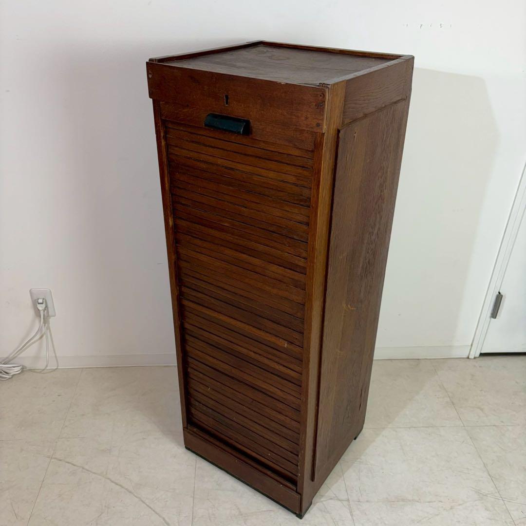 レコードチェスト　ファイルキャビネット　1940年代　9段　木製蛇腹シャッター