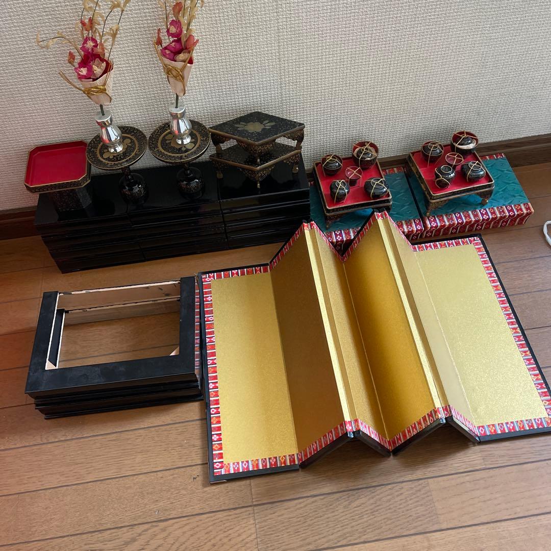 ひな祭り飾りセット 木製 漆塗り