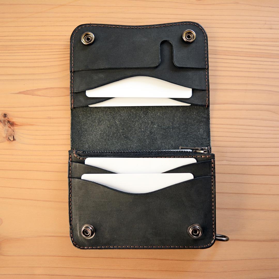コンパクト ミドル トラッカーウォレット 手のひらサイズ イタリアンレザー
