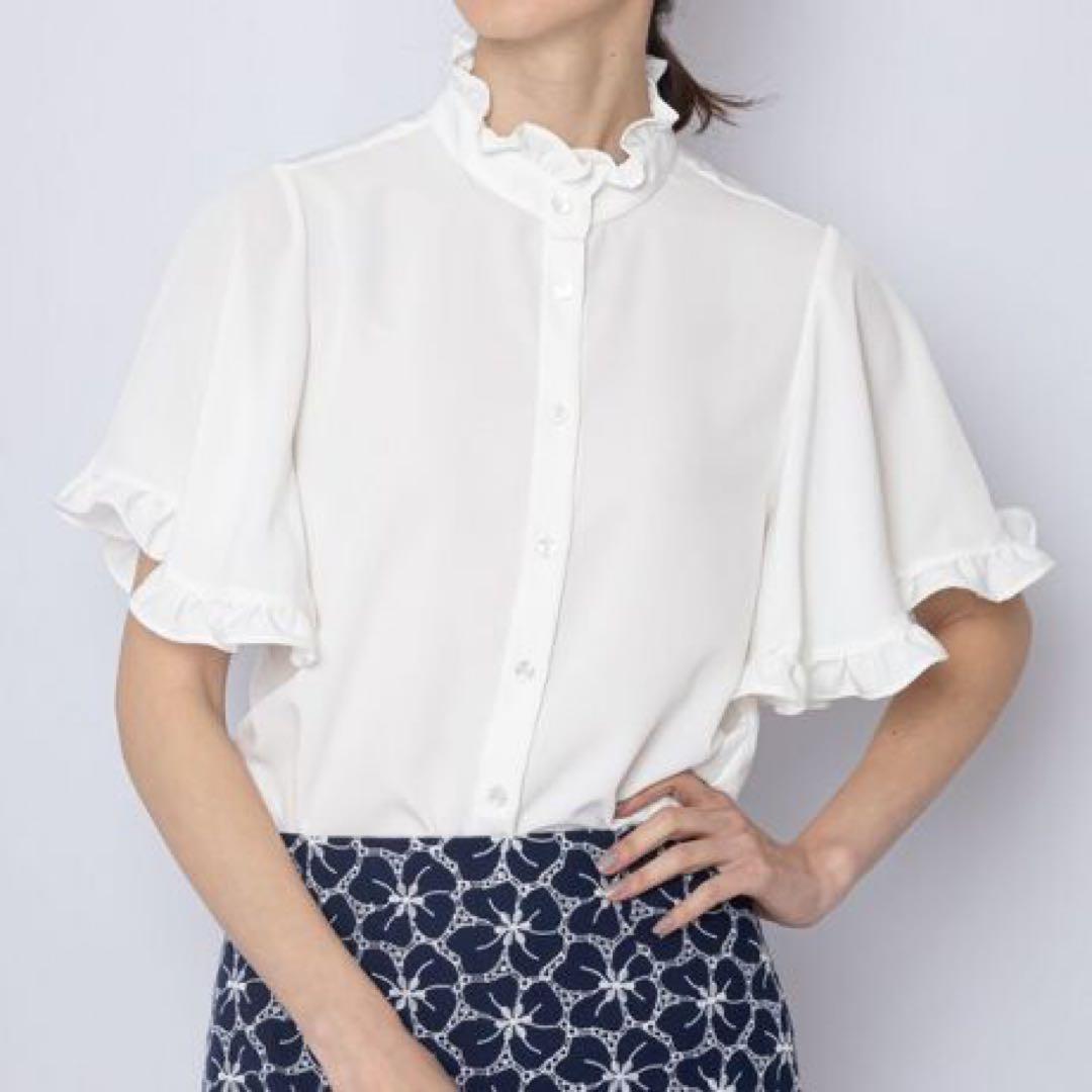 新品　NARACAMICIE ナラカミーチェ　ジョーゼットフリルスリーブブラウス