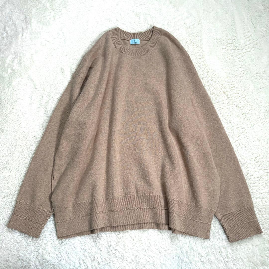 【新品】組曲 カシミヤ混 スムースニット スウェット ベージュ 6 大きいサイズ