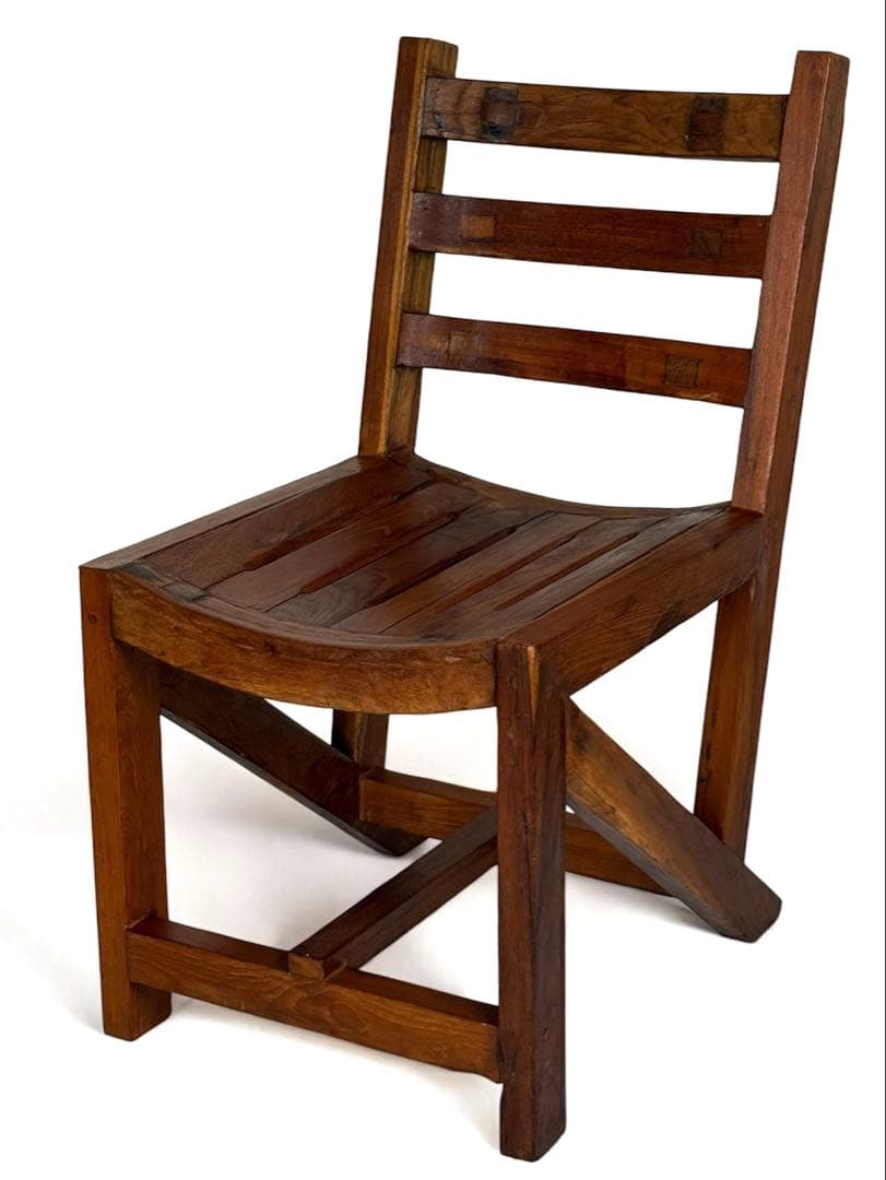 アンティークチェア　チーク　木製 椅子 重厚 天然木 無垢材 銘木 家具