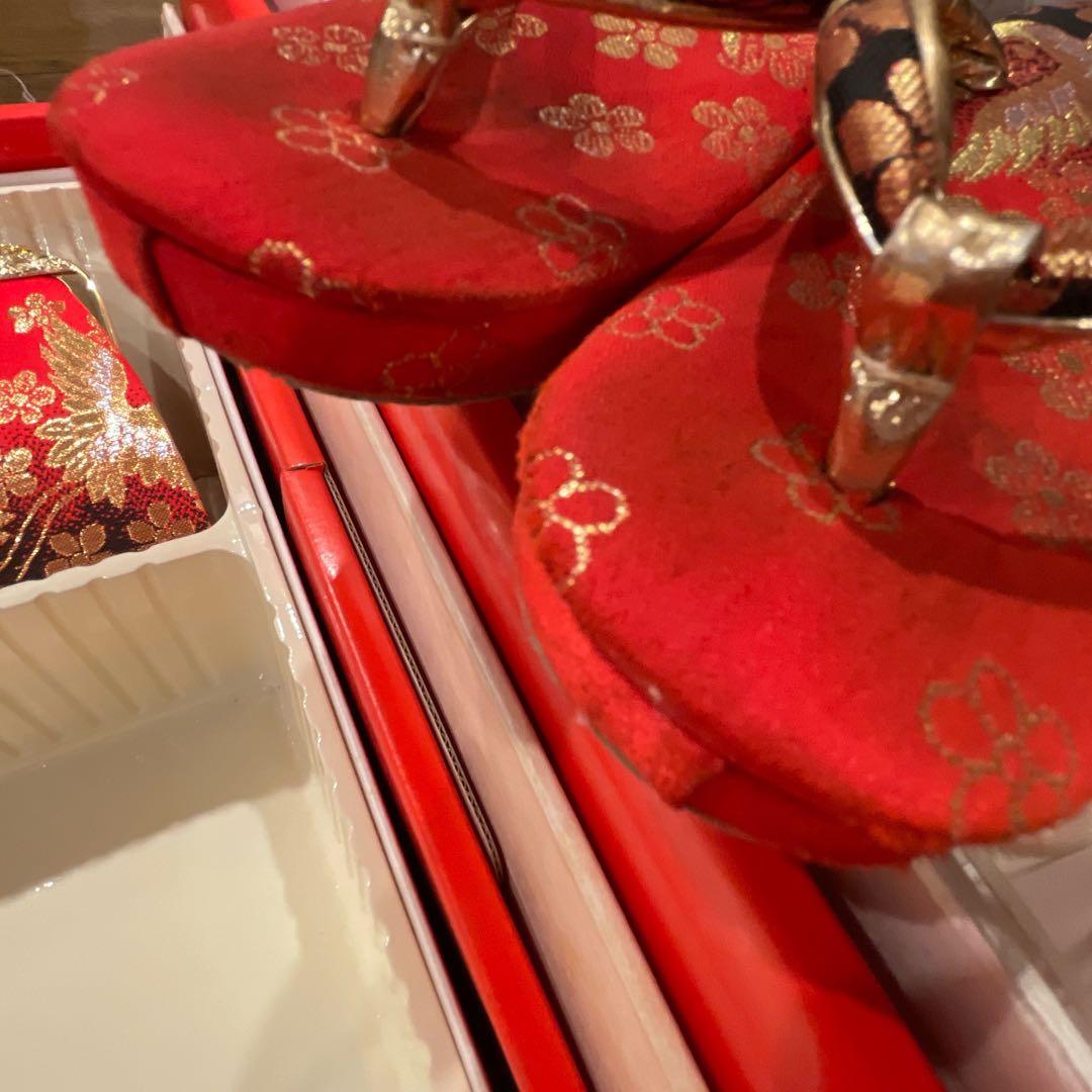 七五三　3帯　草履　バッグ　セット　赤　黒　花魁　おいらん