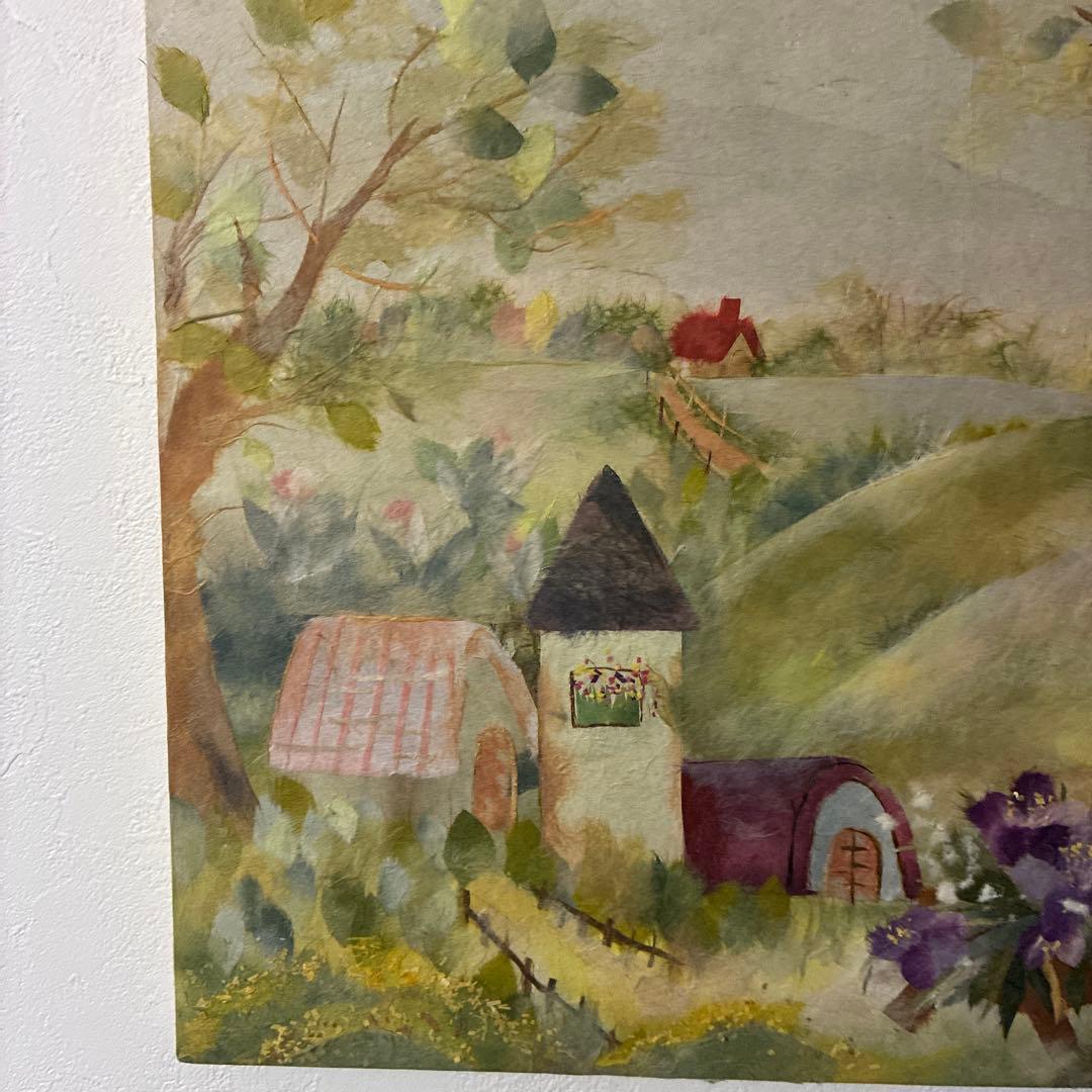 風景画　千切り絵 田舎の風景