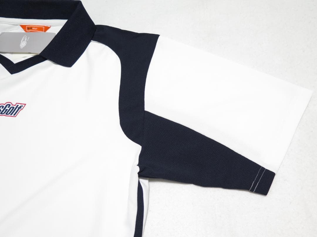 ⓁBEAMS GOLF ビームスゴルフ 襟付きVネックプルオーバーWHITE