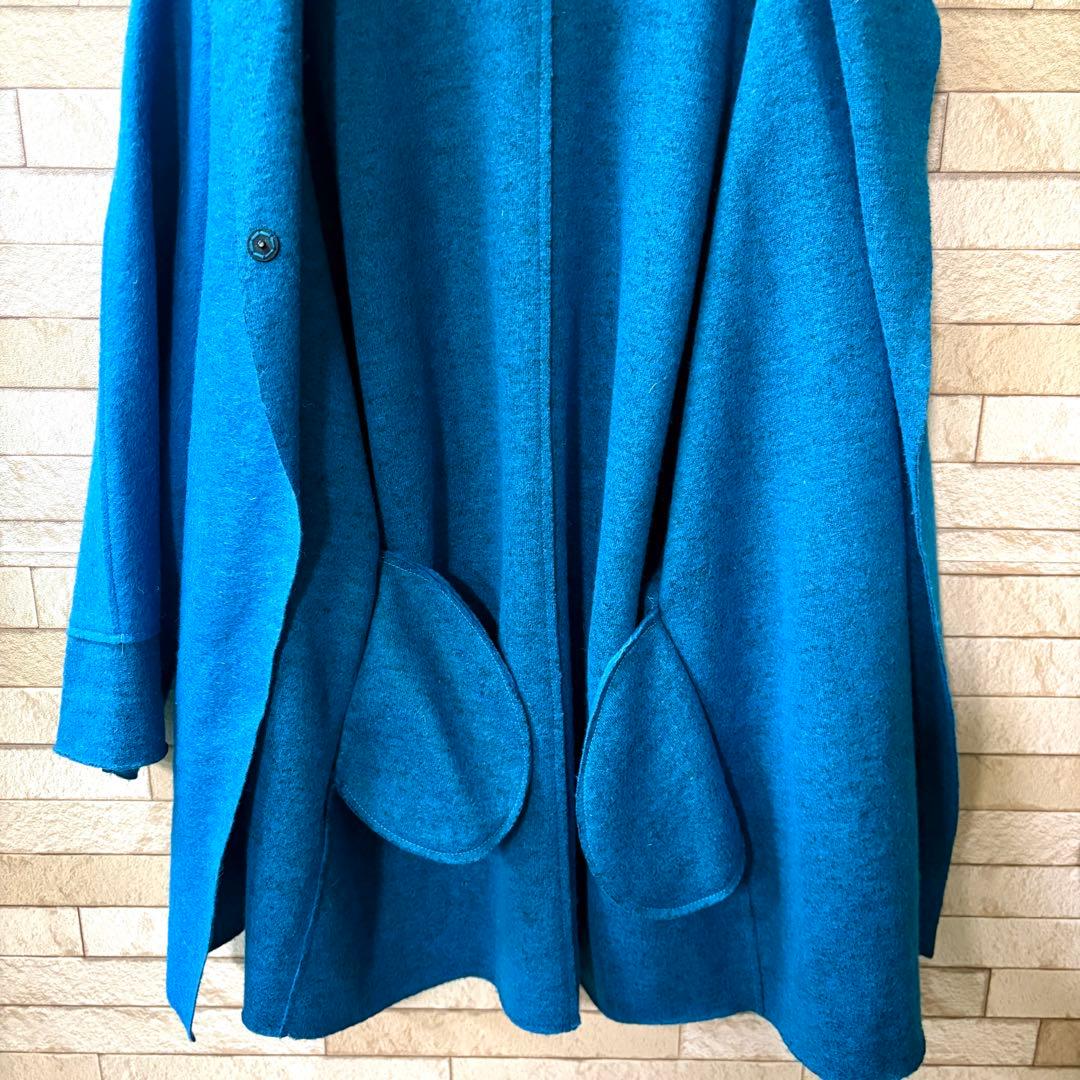 Y-12 イタリア製 SOPHYE ウールハーフコート ブルー L