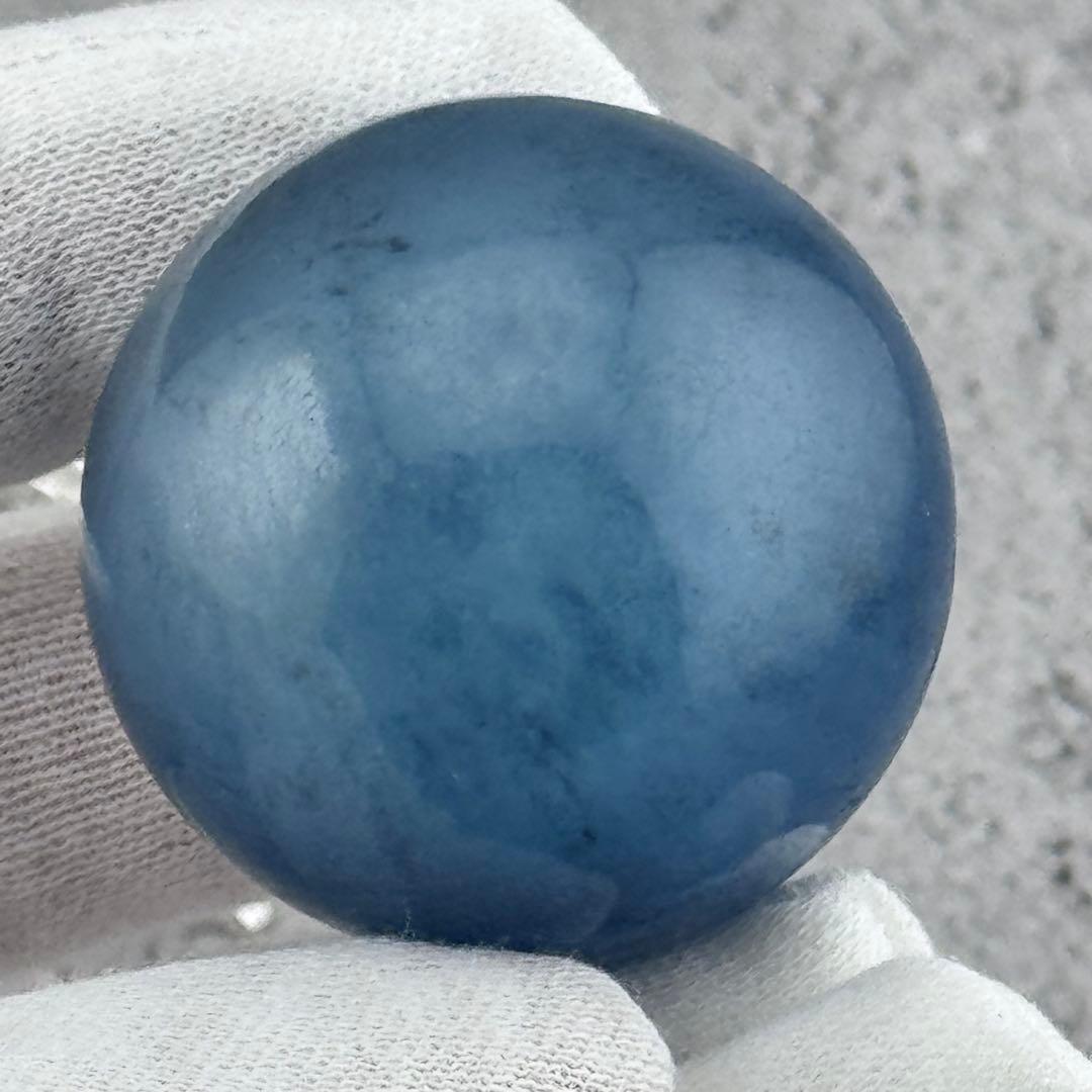 M-19ディープブルーアクアマリン丸玉　ダークブルースフィア　天然石　濃青色
