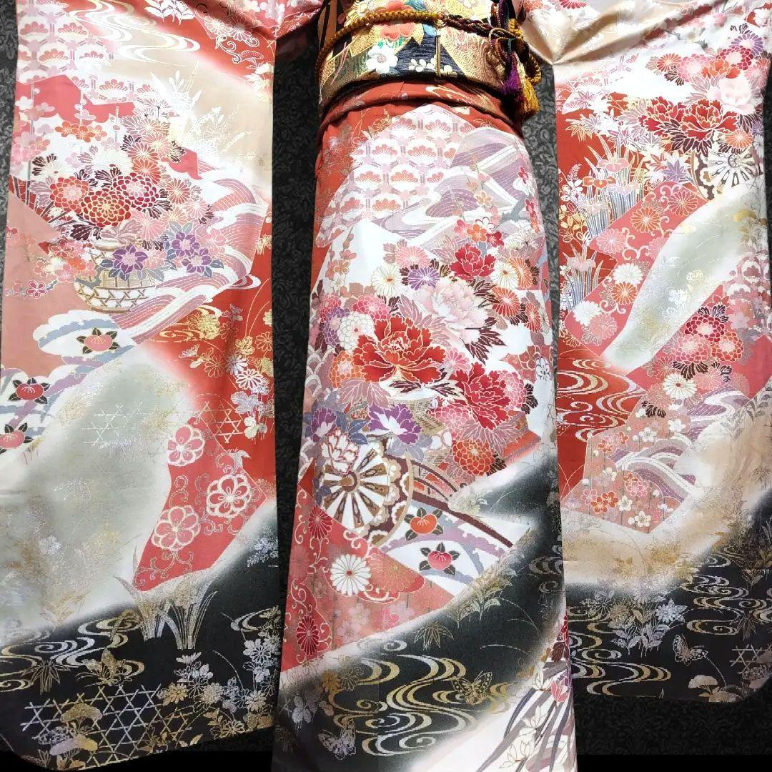 振袖フルセット(6点)・古典柄・金銀彩加工・暈し染め・高級手縫い・逸品・正絹