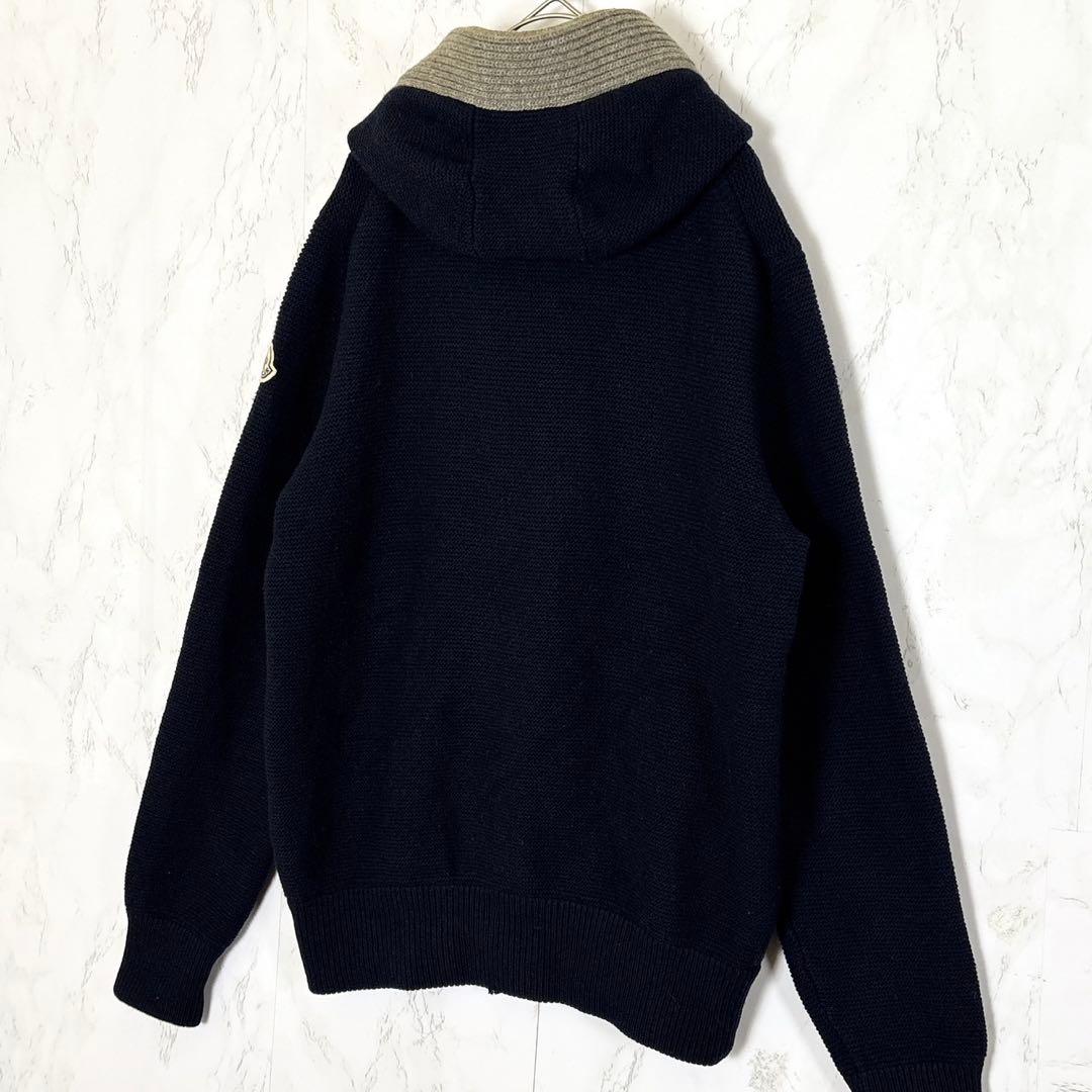 ✨人気デザイン✨モンクレール　マグリアトリコットカーディガン　ネイビー　切り替え