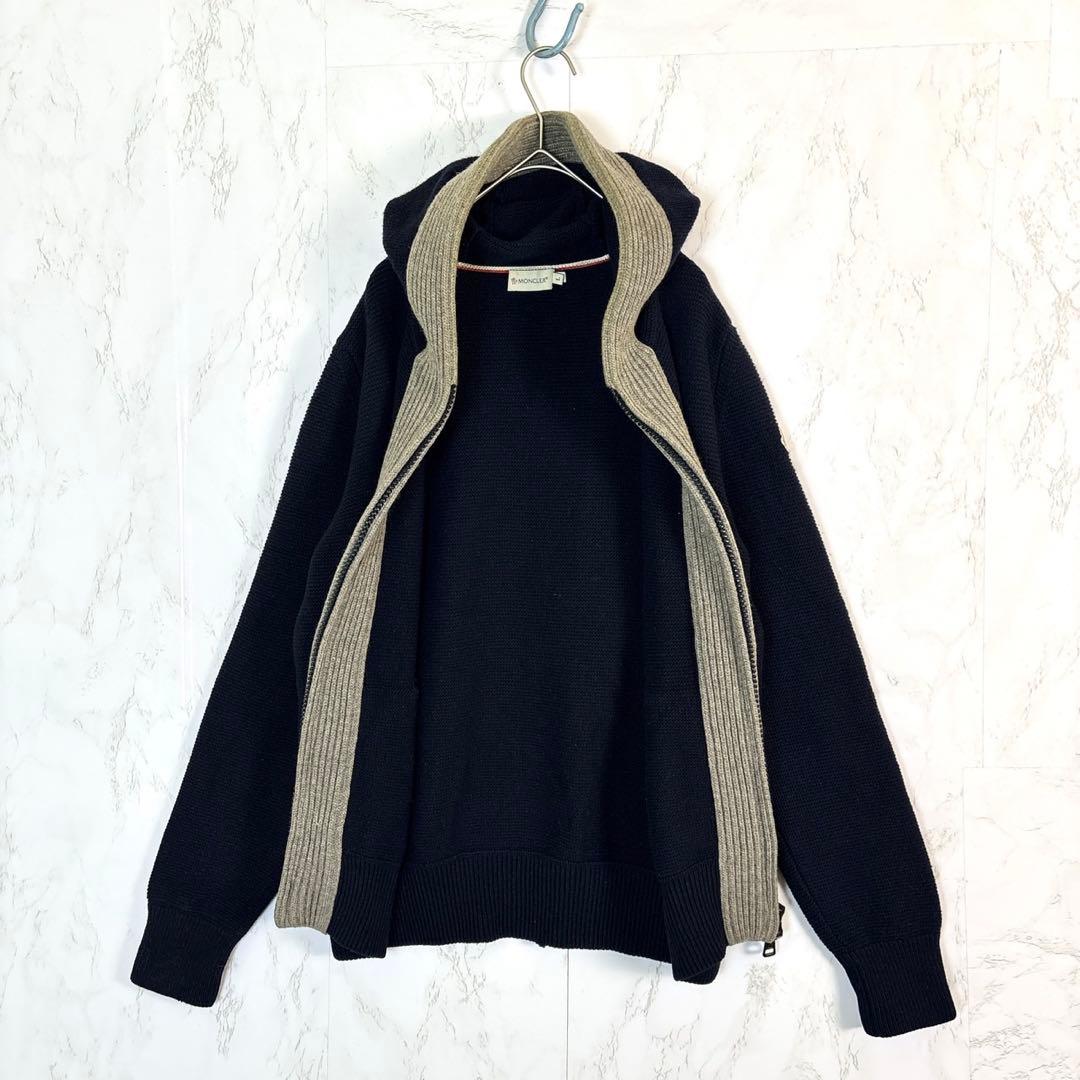 ✨人気デザイン✨モンクレール　マグリアトリコットカーディガン　ネイビー　切り替え