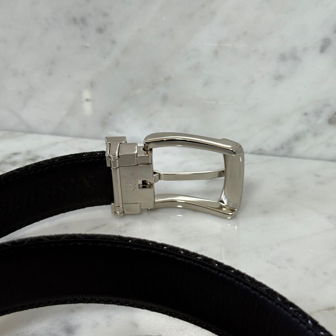 美品 印傳屋 インデンヤ ベルト 本革 レザー ブラック ドレスベルト 瓢箪