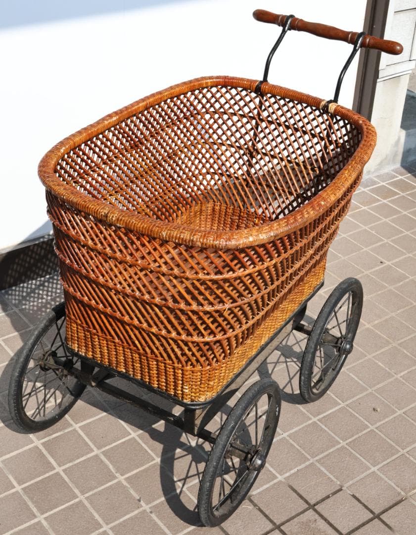 niyon　昭和レトロ　アンティーク　乳母車　うば車　ベビーカー　藤網