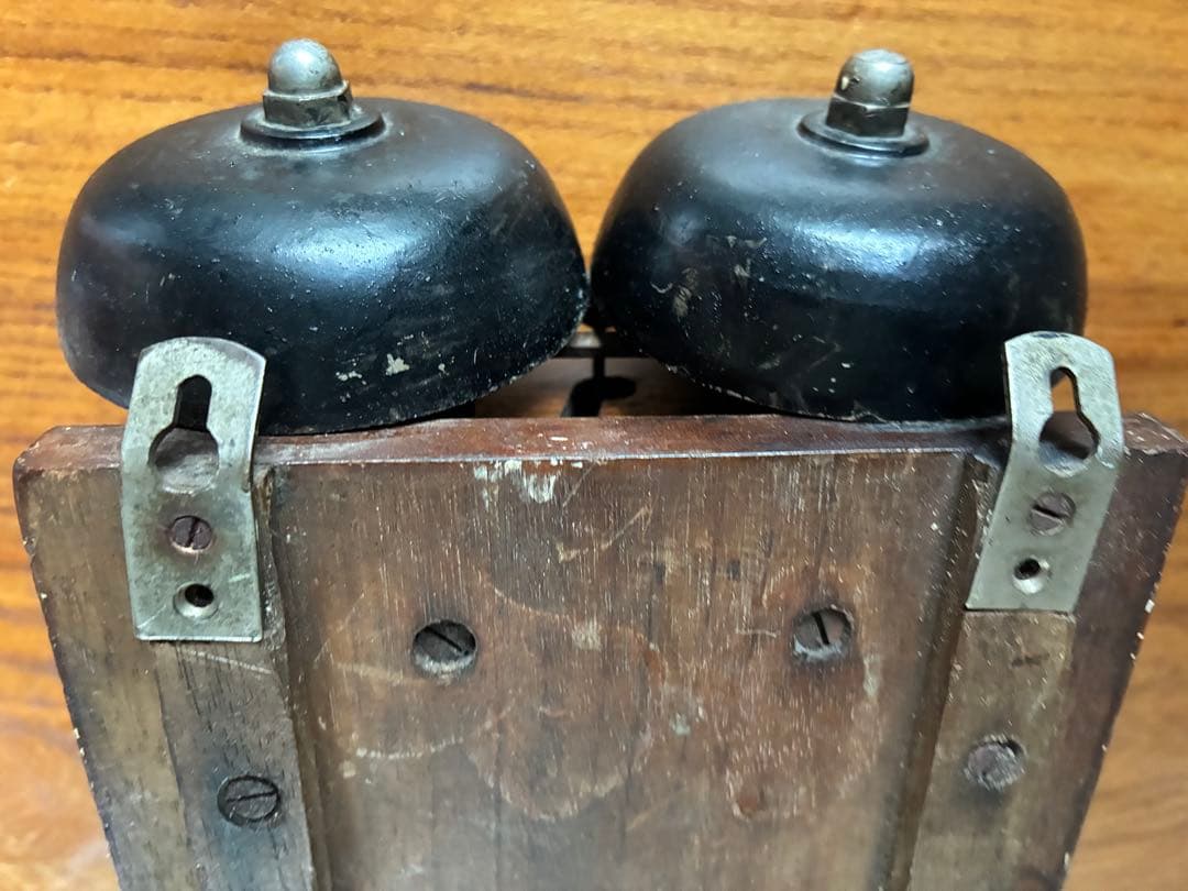 フランス　アンティーク　壁掛け式　電話機用　ベル　木製　呼び鈴　Bell 2個