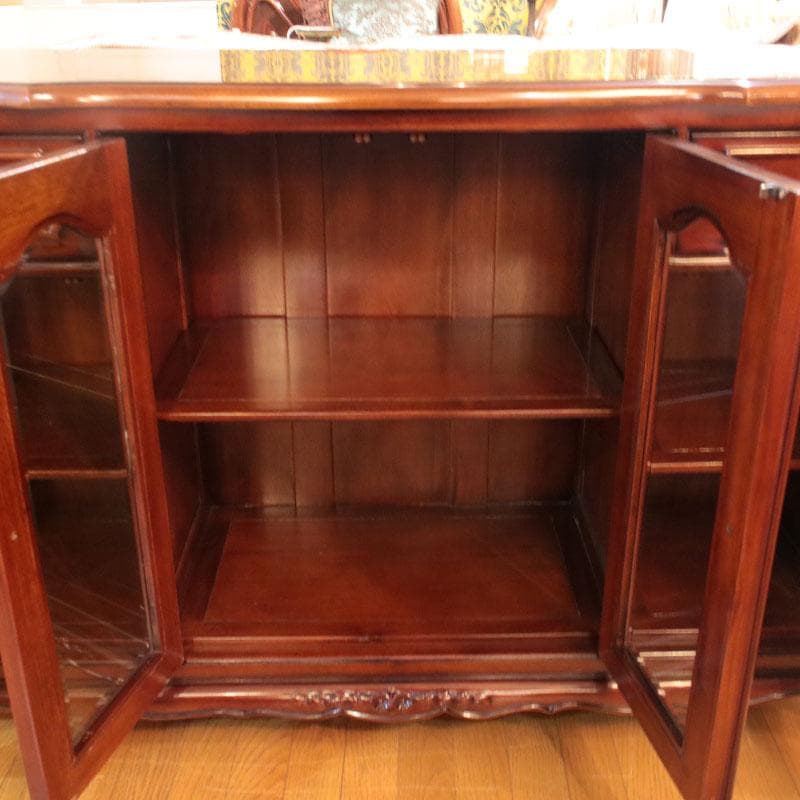 ローキャビネット マホガニー 幅135cm 引出 収納 棚 605-269