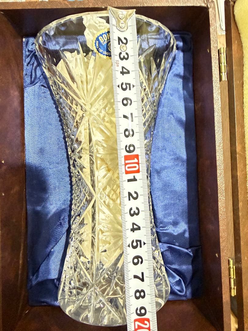 【美品】ボヘミアグラス 花瓶 チェコスロバキア製 ヴィンテージ クリスタルカット