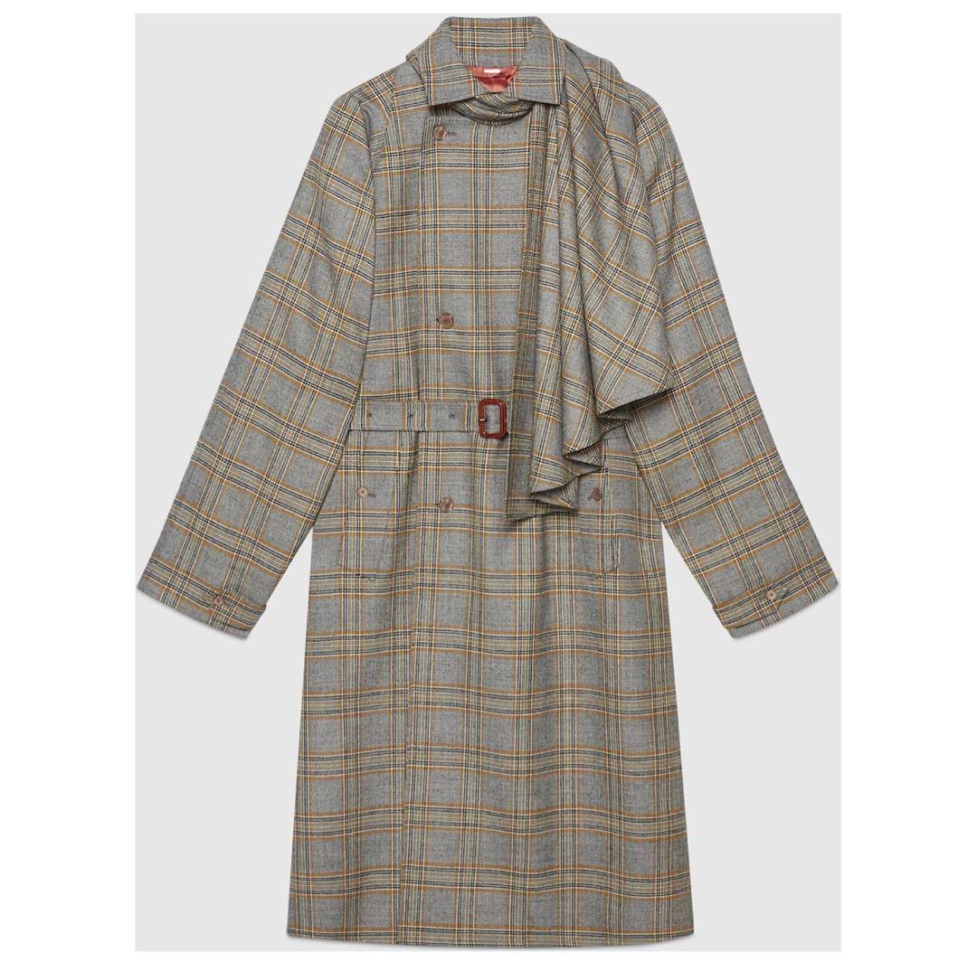 正規品 GUCCI グッチ 2019AW チェック柄ウールトレンチコート