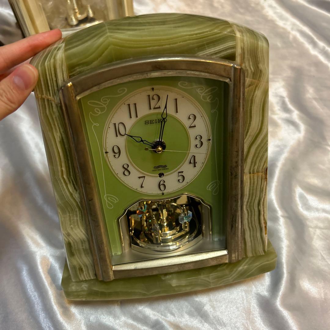 SEIKO 緑色 オニキス 置時計