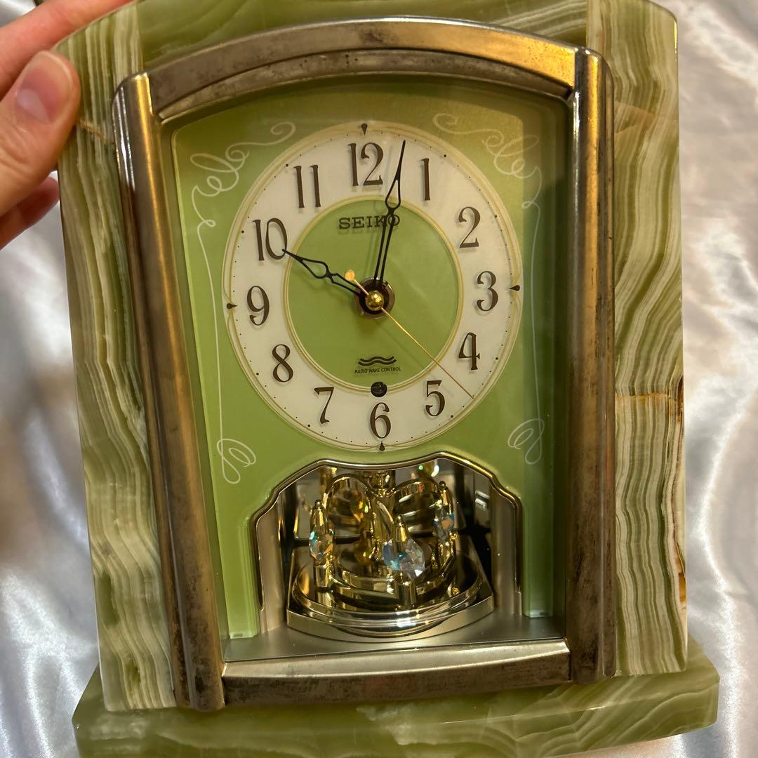SEIKO 緑色 オニキス 置時計
