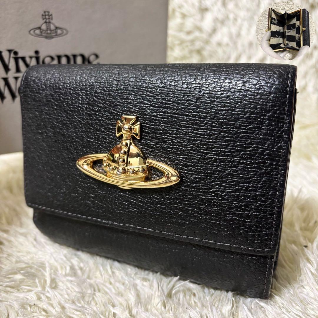 ヴィヴィアンウエストウッド 三つ折り財布 ブラック ビッグオーブ