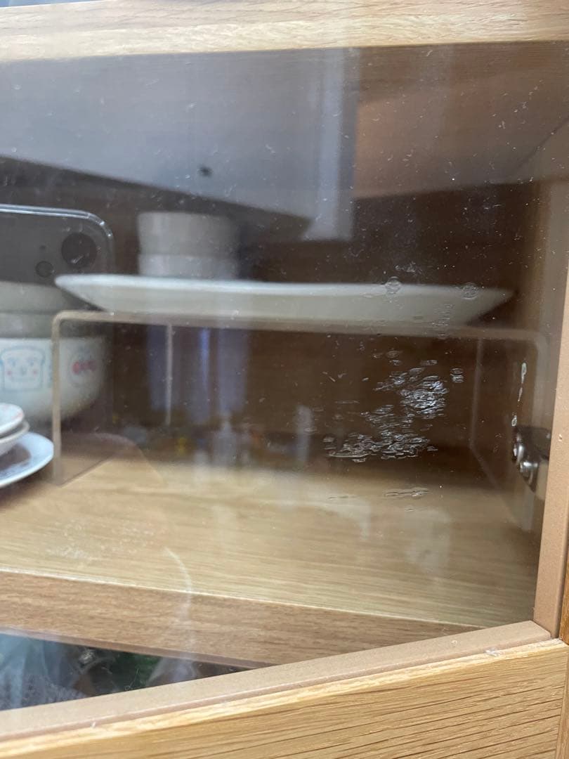 【12/6まで】ガラス扉付き食器棚　キッチンボード　ホワイトオーク　幅120cm