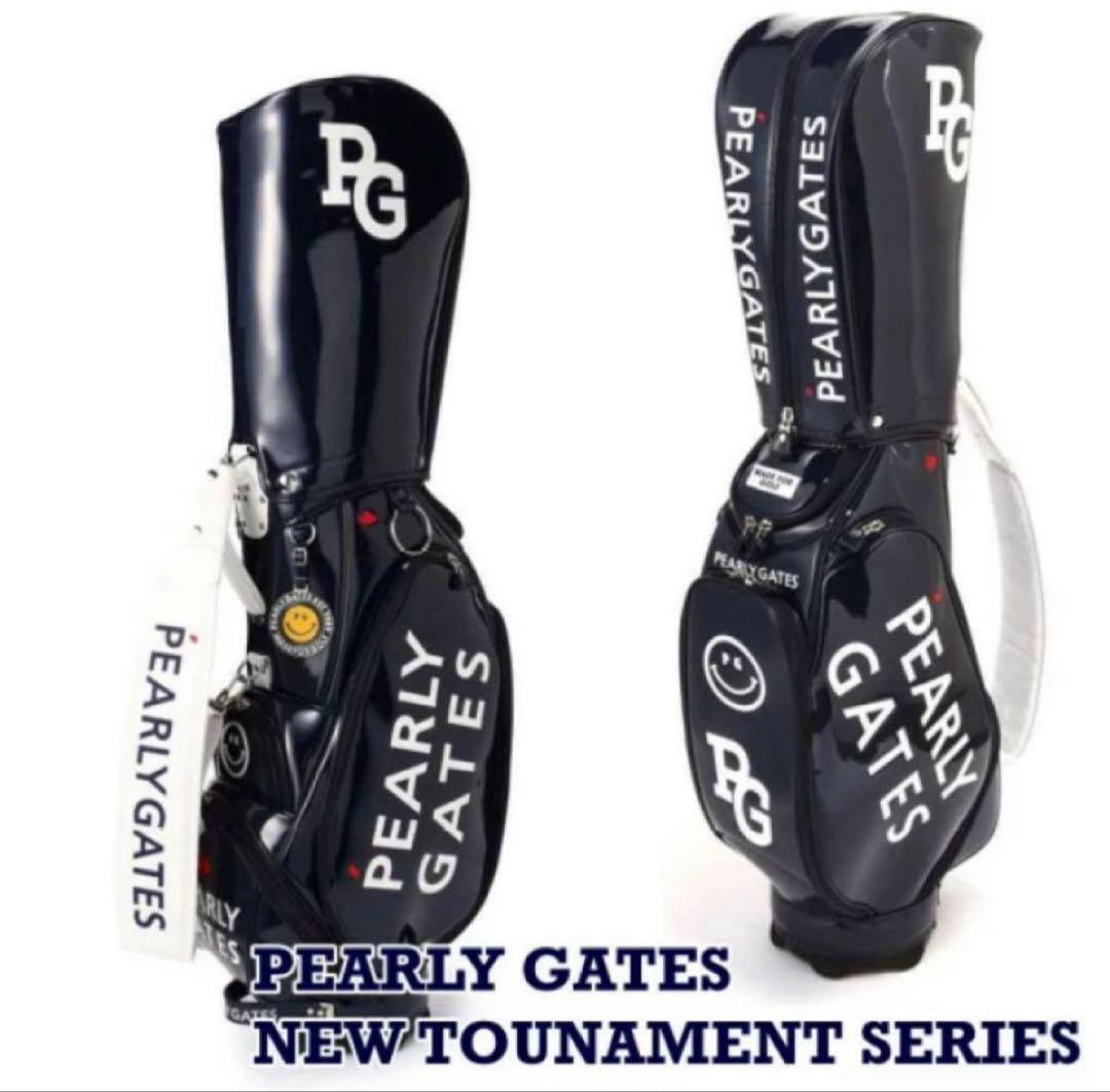 新品　パーリーゲイツ　キャディバッグ　ネイビー　エナメル生地　5分割　カート式