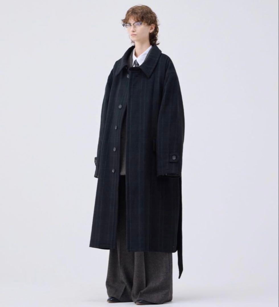 [soerte]ヘビーメルトンチェックシャギーコート サイズ2