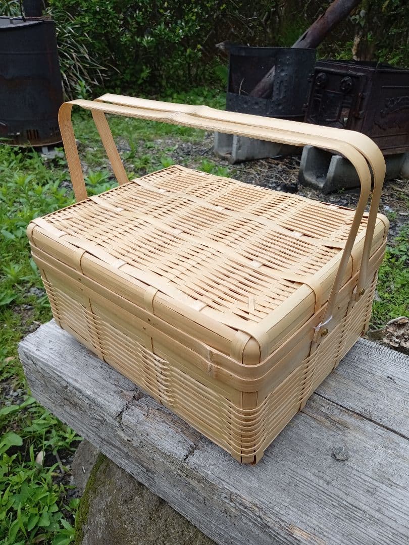 竹製持ち手付きバスケット