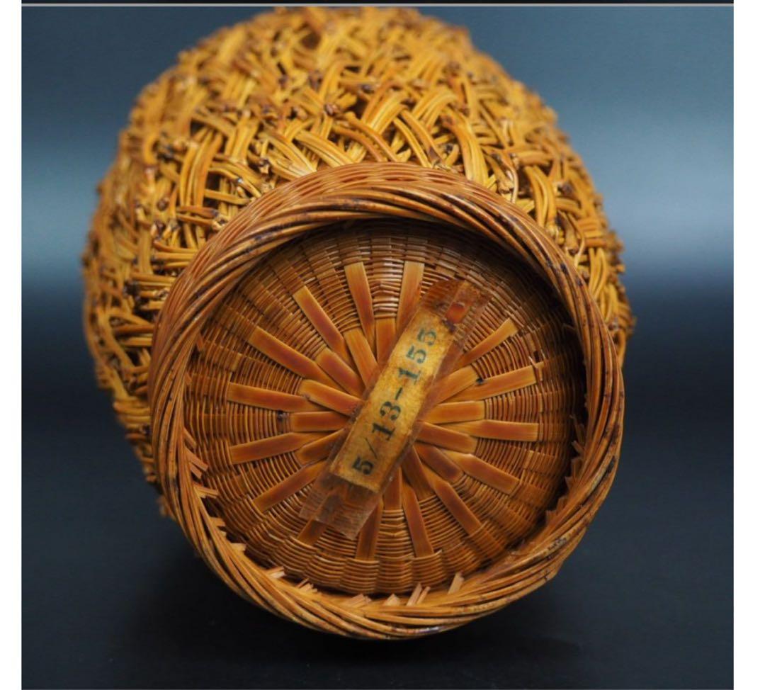 送料無料　中国古玩　竹細工　竹編花瓶