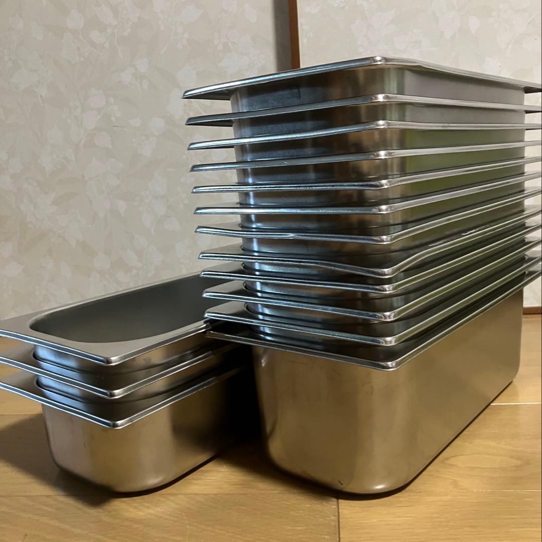 ジェラート アイスクリーム ショーケース　ステンレス　バット 15個セット