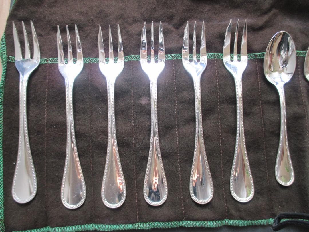 極美品☆仏蘭西 高級銀器クリストフルシルバー 銀Pカトラリー12本セット　パール