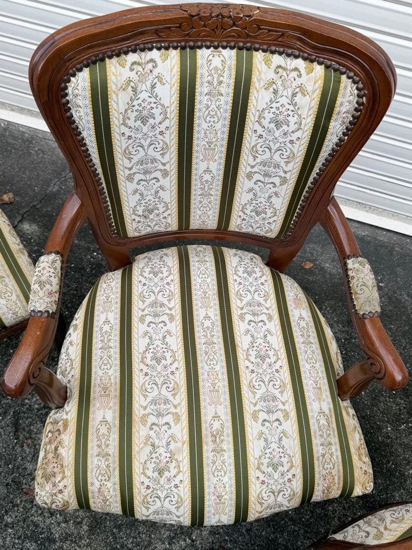 イタリア製 ロココ調 象嵌細工 ダイニング5点セット 猫脚 クラシック